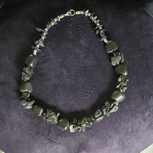 Solid Real Black Stone Necklace